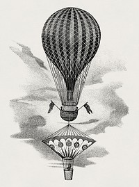 Vintage Illustration of Mr. Cocking's parachute