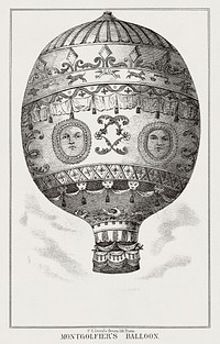 Montgolfier&#39;s balloon from a system of aeronautics (1850) by <a href="https://www.rawpixel.com/search/John%20Wise?&amp;page=1">John Wise </a>(1808-1879)