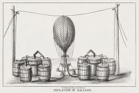 Inflation of balloon from a system of aeronautics (1850) by <a href="https://www.rawpixel.com/search/John%20Wise?&amp;page=1">John Wise </a>(1808-1879)