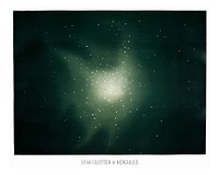 Star clusters in Hurcules from the Trouvelot illustration wall art print and poster.