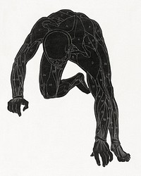 Anatomical study of a man's neck, arm and leg muscles in silhouette (1906&ndash;1945) print in high resolution by Reijer Stolk. Original from the Rijksmuseum. Digitally enhanced by rawpixel.