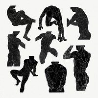 Human anatomy psd in silhouette print set, remixed from artworks by Reijer Stolk