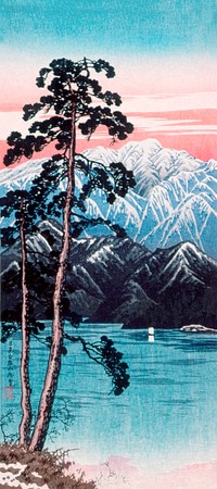 Lingering Snow on Mt. Shirane, Nikkō print in high resolution by Hiroaki Takahashi (1871–1945). Original from The Los Angeles County Museum of Art. Digitally enhanced by rawpixel.