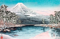 Mt. Fuji from Tagonoura, Snow Scene (1932) print in high resolution by Hiroaki Takahashi. Original from The Los Angeles County Museum of Art. Digitally enhanced by rawpixel.