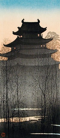 Nagoya Castle (ca.1932) print in high resolution by Hiroaki Takahashi. Original from The Los Angeles County Museum of Art. Digitally enhanced by rawpixel.