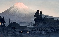 Mount Fuji From Mizukubo (1932) print in high resolution by Hiroaki Takahashi. Original from The Los Angeles County Museum of Art. Digitally enhanced by rawpixel.