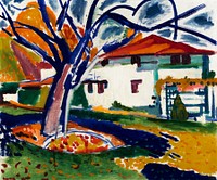 Blue Trees (1915&ndash;1916) painting in high resolution by <a href="https://www.rawpixel.com/search/Henry%20Lyman%20Sayen?sort=curated&amp;page=1">Henry Lyman Sayen</a>. Original from the Smithsonian Institution. Digitally enhanced by rawpixel.
