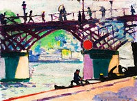 Pont des Arts (1908&ndash;1911) painting in high resolution by <a href="https://www.rawpixel.com/search/Henry%20Lyman%20Sayen?sort=curated&amp;page=1">Henry Lyman Sayen</a>. Original from the Smithsonian Institution. Digitally enhanced by rawpixel.