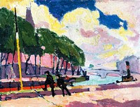 On the Banks of the Seine (1909–1912) painting in high resolution by Henry Lyman Sayen. Original from the Smithsonian Institution. Digitally enhanced by rawpixel.