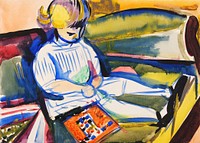 Child on Sofa (ca.1914&ndash;1918) painting in high resolution by <a href="https://www.rawpixel.com/search/Henry%20Lyman%20Sayen?sort=curated&amp;page=1">Henry Lyman Sayen</a>. Original from the Smithsonian Institution. Digitally enhanced by rawpixel.