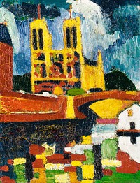 Notre Dame (ca.1907) painting in high resolution by <a href="https://www.rawpixel.com/search/Henry%20Lyman%20Sayen?sort=curated&amp;page=1">Henry Lyman Sayen</a>. Original from the Smithsonian Institution. Digitally enhanced by rawpixel.