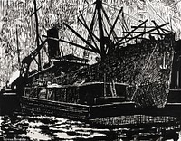 Liner and Tug (ca.1914&ndash;1918) drawing in high resolution by <a href="https://www.rawpixel.com/search/Henry%20Lyman%20Sayen?sort=curated&amp;page=1">Henry Lyman Sayen</a>. Original from the Smithsonian Institution. Digitally enhanced by rawpixel.