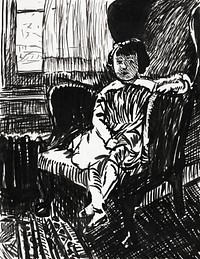 Girl Seated in Chair (ca.1917–1918) drawing in high resolution by Henry Lyman Sayen. Original from the Smithsonian Institution. Digitally enhanced by rawpixel.