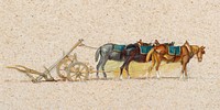 Study of Three Horses with a Plow, France (1873&ndash;74) by <a href="https://www.rawpixel.com/search/Samuel%20Colman?sort=curated&amp;page=1">Samuel Colman</a>. Original from The Smithsonian Institution. Digitally enhanced by rawpixel.
