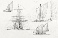 Sketches of Ships, Venice, Italy (October 1872) by <a href="https://www.rawpixel.com/search/Samuel%20Colman?sort=curated&amp;page=1">Samuel Colman</a>. Original from The Smithsonian Institution. Digitally enhanced by rawpixel.