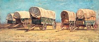 Study of Covered Wagons (possibly 1871) by <a href="https://www.rawpixel.com/search/Samuel%20Colman?sort=curated&amp;page=1">Samuel Colman</a>. Original from The Smithsonian Institution. Digitally enhanced by rawpixel.