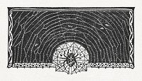 Garden spider and spider web (ca.1893&ndash;1927) print in high resolution by Gerrit Willem Dijsselhof. Original from the Rijksmuseum. Digitally enhanced by rawpixel.