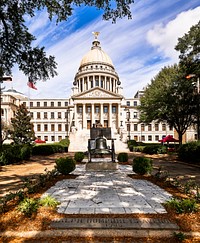 The Mississippi State Capitol in Jackson. Original image from <a href="https://www.rawpixel.com/search/carol%20m.%20highsmith?sort=curated&amp;page=1">Carol M. Highsmith</a>&rsquo;s America, Library of Congress collection. Digitally enhanced by rawpixel.