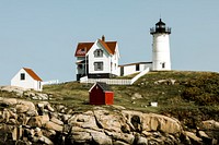 The Cape Neddick lighthouse. Original image from Carol M. Highsmith&rsquo;s America, Library of Congress collection. Digitally enhanced by rawpixel.