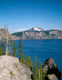 Crater lake in Oregon. Original image from Carol M. Highsmith&rsquo;s America, Library of Congress collection. Digitally enhanced by rawpixel.