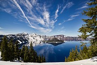 Crater lake in Oregon. Original image from <a href="https://www.rawpixel.com/search/carol%20m.%20highsmith?sort=curated&amp;page=1">Carol M. Highsmith</a>&rsquo;s America, Library of Congress collection. Digitally enhanced by rawpixel.