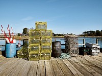 Lobster traps on the Portsmouth, New Hampshire, docks. Original image from <a href="https://www.rawpixel.com/search/carol%20m.%20highsmith?sort=curated&amp;page=1">Carol M. Highsmith</a>&rsquo;s America, Library of Congress collection. Digitally enhanced by rawpixel.