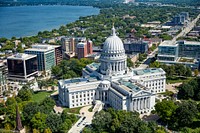 Aerial view of the Wisconsin Capitol and surrounding neighborhoods in Madison, Wisconsin Original image from Carol M. Highsmith’s America, Library of Congress collection. Digitally enhanced by rawpixel.