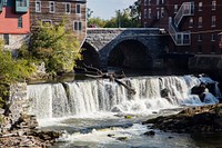 Middlebury Falls, a waterfall on the Otter Creek in the heart of downtown Middlebury, Vermont. Original image from <a href="https://www.rawpixel.com/search/carol%20m.%20highsmith?sort=curated&amp;page=1">Carol M. Highsmith</a>&rsquo;s America, Library of Congress collection. Digitally enhanced by rawpixel.