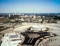 Aerial view of Houston&#39;s Astrodome, with downtown in the distance. Original image from <a href="https://www.rawpixel.com/search/carol%20m.%20highsmith?sort=curated&amp;page=1">Carol M. Highsmith</a>&rsquo;s America, Library of Congress collection. Digitally enhanced by rawpixel.