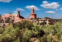 The "Lighthouse," the signature formation in Palo Duro Canyon State Park in Armstrong County in the Texas Panhandle. Original image from Carol M. Highsmith&rsquo;s America, Library of Congress collection. Digitally enhanced by rawpixel.