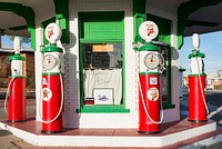 Gas station in El Paso, Texas. Original image from <a href="https://www.rawpixel.com/search/carol%20m.%20highsmith?sort=curated&amp;page=1">Carol M. Highsmith</a>&rsquo;s America, Library of Congress collection. Digitally enhanced by rawpixel.