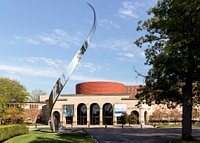 John Safer&#39;s stainless-steel &quot;Pathway&quot; sculpture, dedicated to &quot;the spirit of Orville and Wilbur Wright,&quot; infront of Edward B. Green Building that houses the Dayton Art Institute, in Dayton, Ohio. Original image from <a href="https://www.rawpixel.com/search/carol%20m.%20highsmith?sort=curated&amp;page=1">Carol M. Highsmith</a>&rsquo;s America, Library of Congress collection.