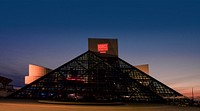 The Rock and Roll Hall of Fame museum located in downtown Cleveland, Ohio. Original image from <a href="https://www.rawpixel.com/search/carol%20m.%20highsmith?sort=curated&amp;page=1">Carol M. Highsmith</a>&rsquo;s America, Library of Congress collection. Digitally enhanced by rawpixel.