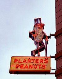Planters peanuts neon sign in Columbus, Ohio. Original image from Carol M. Highsmith&rsquo;s America, Library of Congress collection. Digitally enhanced by rawpixel.