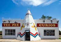Tee Pee Curios Shop on Route 66 in Tucumcari, New Mexico. Original image from <a href="https://www.rawpixel.com/search/carol%20m.%20highsmith?sort=curated&amp;page=1">Carol M. Highsmith</a>&rsquo;s America, Library of Congress collection. Digitally enhanced by rawpixel.