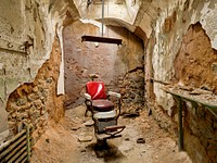 A barber&rsquo;s chair at the Eastern State Penitentiary in Philadelphia. Original image from <a href="https://www.rawpixel.com/search/carol%20m.%20highsmith?sort=curated&amp;page=1">Carol M. Highsmith</a>&rsquo;s America, Library of Congress collection. Digitally enhanced by rawpixel.