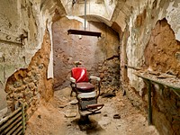 A barber’s chair at the Eastern State Penitentiary in Philadelphia. Original image from Carol M. Highsmith’s America, Library of Congress collection. Digitally enhanced by rawpixel.