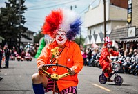 Clowns on bikes in Oregon's, Rhododendron Floral Parade. Original image from Carol M. Highsmith’s America, Library of Congress collection. Digitally enhanced by rawpixel.