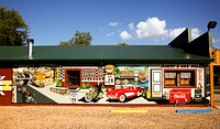 Route 66 Mural City in Cuba, Missouri. Original image from <a href="https://www.rawpixel.com/search/carol%20m.%20highsmith?sort=curated&amp;page=1">Carol M. Highsmith</a>&rsquo;s America, Library of Congress collection. Digitally enhanced by rawpixel.