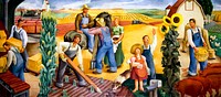 Kansas Farming oil painting at U.S. Courthouse in Wichita, Kansas. Original image from <a href="https://www.rawpixel.com/search/carol%20m.%20highsmith?sort=curated&amp;page=1">Carol M. Highsmith</a>&rsquo;s America, Library of Congress collection. Digitally enhanced by rawpixel.