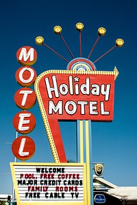 Holiday Motel, Las Vegas, Nevada. Original image from <a href="https://www.rawpixel.com/search/carol%20m.%20highsmith?sort=curated&amp;page=1">Carol M. Highsmith</a>&rsquo;s America. Digitally enhanced by rawpixel.