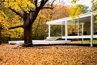illinois Mies van der Rohe's classic modernist Farnsworth House, Plano. Original image from Carol M. Highsmith&rsquo;s America, Library of Congress collection. Digitally enhanced by rawpixel.