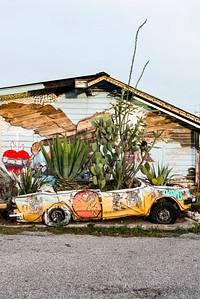 Painted car in the vibrant South Austin neighborhood of Austin, Texas. Original image from Carol M. Highsmith&rsquo;s America, Library of Congress collection. Digitally enhanced by rawpixel.