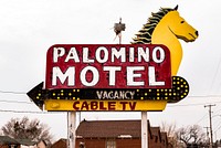 Palomino Motel  sign in Sweetwater, Texas. Original image from <a href="https://www.rawpixel.com/search/carol%20m.%20highsmith?sort=curated&amp;page=1">Carol M. Highsmith</a>&rsquo;s America, Library of Congress collection. Digitally enhanced by rawpixel.