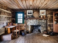 Cabin at the Hickory Ridge Living History Museum in Boone, North Carolina. . Original image from Carol M. Highsmith&rsquo;s America, Library of Congress collection. Digitally enhanced by rawpixel.