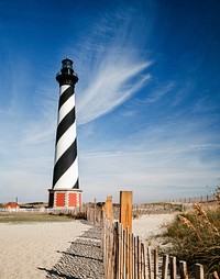 Cape Hatteras Lighthouse on Hatteras Island in North Carolina. Original image from <a href="https://www.rawpixel.com/search/carol%20m.%20highsmith?sort=curated&amp;page=1">Carol M. Highsmith</a>&rsquo;s America, Library of Congress collection. Digitally enhanced by rawpixel.
