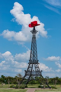 A replica Eiffel Tower with a Texas accent in Paris, Texas. Original image from <a href="https://www.rawpixel.com/search/carol%20m.%20highsmith?sort=curated&amp;page=1">Carol M. Highsmith</a>&rsquo;s America, Library of Congress collection. Digitally enhanced by rawpixel.