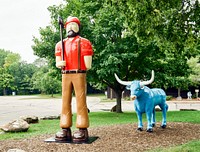Legendary Northwoods lumberjack figure at the Paul Bunyan Logging Camp Museum in  Eau Claire, Wisconsin. Original image from <a href="https://www.rawpixel.com/search/carol%20m.%20highsmith?sort=curated&amp;page=1">Carol M. Highsmith</a>&rsquo;s America, Library of Congress collection. Digitally enhanced by rawpixel.