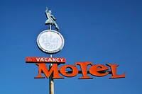 Peter Pan Motel sign in Las Vegas, Nevada. Original image from <a href="https://www.rawpixel.com/search/carol%20m.%20highsmith?sort=curated&amp;page=1">Carol M. Highsmith</a>&rsquo;s America, Library of Congress collection. Digitally enhanced by rawpixel.