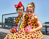 Sisters wearing identical dresses in New York, Original image from Carol M. Highsmith’s America, Library of Congress collection. Digitally enhanced by rawpixel.